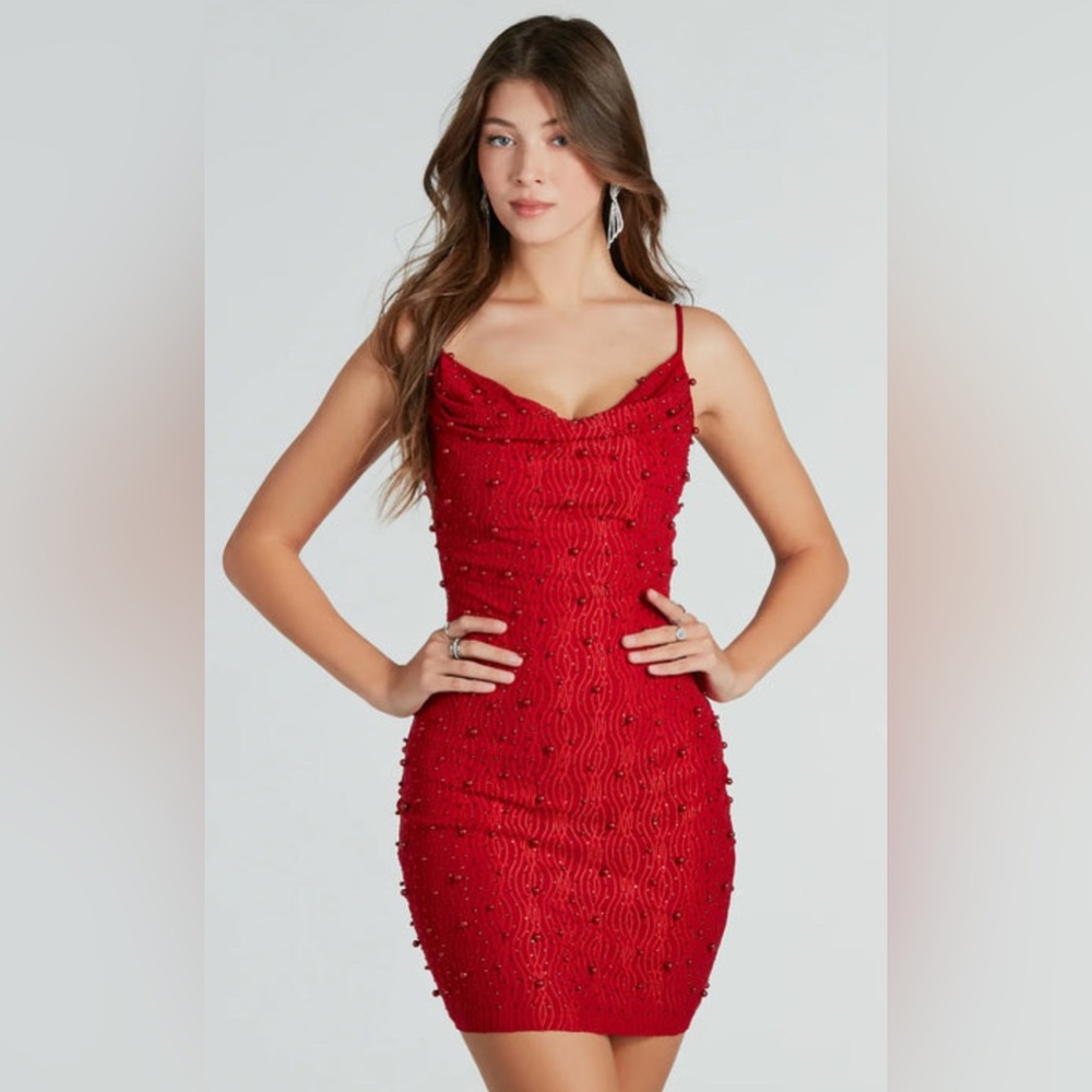 ♥️ NWT Windsor Sensuous Sultry Faux Pearl Rhinestone Mini Dress ♥️